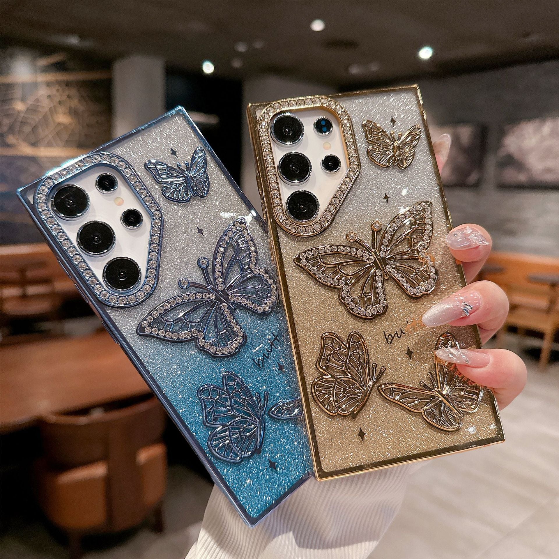 Applicable to Samsung S25ultra luxury flash diamond S25Plus mobile phone case S24 light luxury butterfly premium mobile phone case