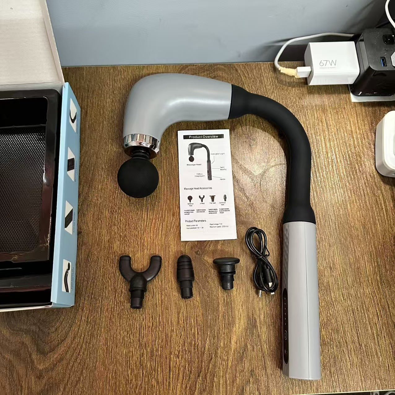 U-shaped curved hook fascia gun electric massage silent muscle relaxation fitness lengthened back beating LCD multi-gear wholesale