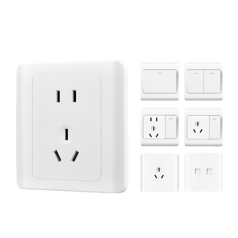 86 Concealed household plug, one open five-hole porous switch socket panel project classic vision white