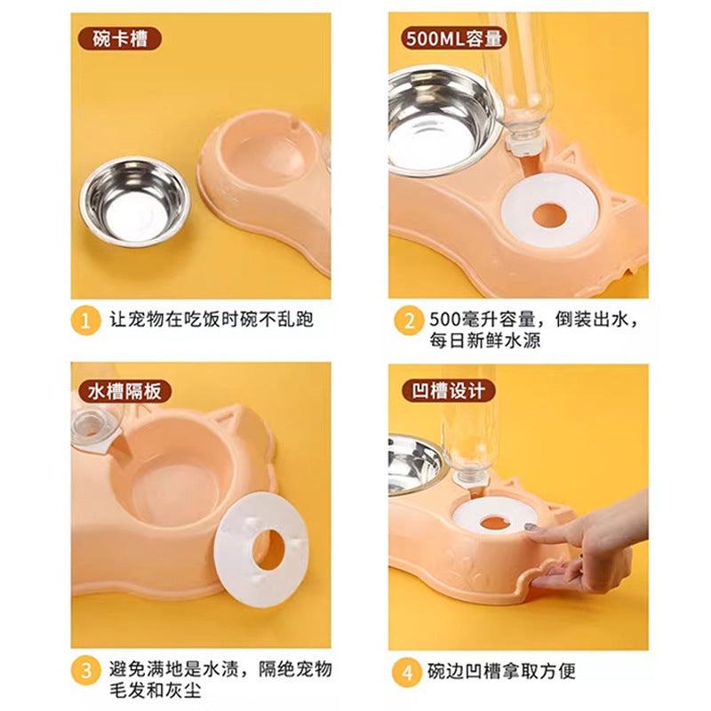 Pet Supplies Cat Feeder Drinking Appliances Double Bowl Food Basin Dog Rice Basin Anti-knock Stainless Steel Dog Bowl Cat Bowl