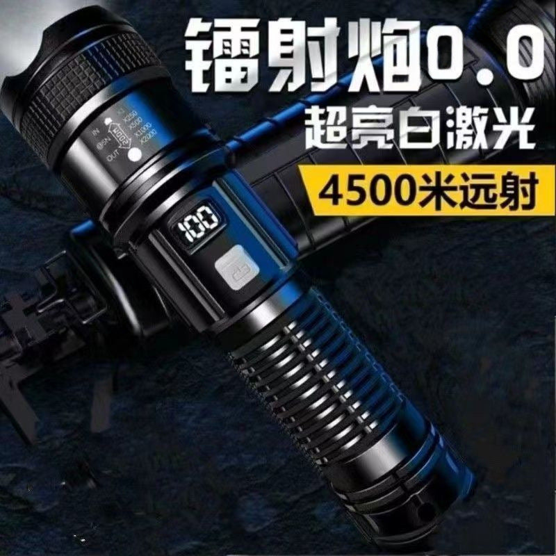 Special forces flashlight, strong light, rechargeable emergency lighting, laser light battery life, super long led light, outdoor light, no