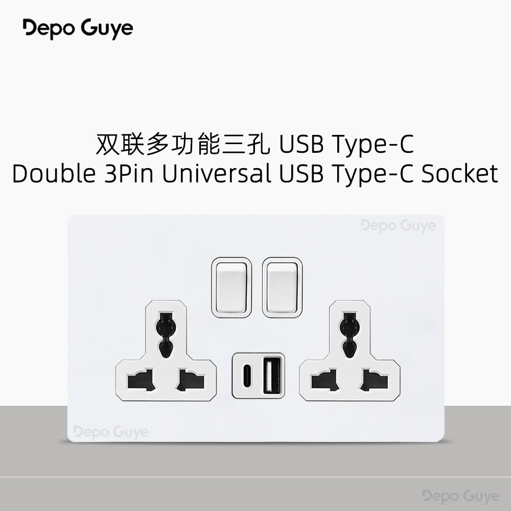 Foreign trade simple wind stainless steel switch panel 86 type concealed Hong Kong and Macao British standard European socket brass lever