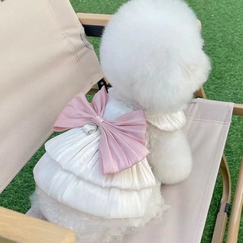 Cute Pet Cat Skirt Spring/Summer Dog Suspender Skirt Traction Pink Streamer Skirt Maltese Yorkshire