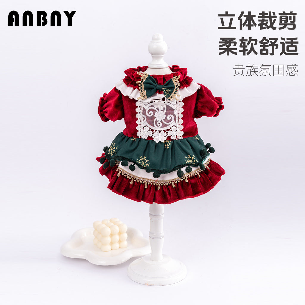 Ambeni Autumn and Winter New Pet Clothes Maltese Puppy Yorkshire Poodle Puppy Christmas Dress
