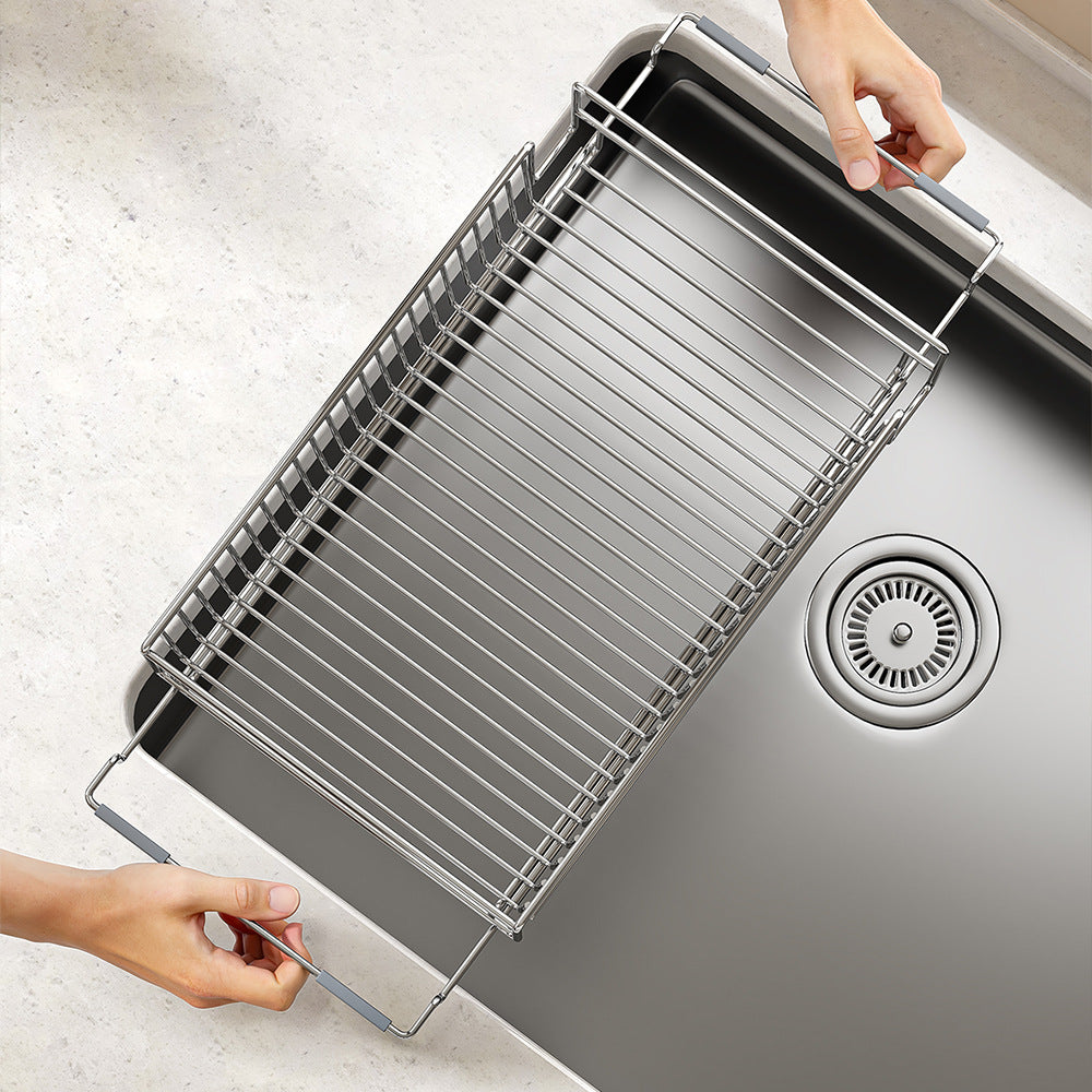 Stainless steel kitchen dish dish drain rack retractable large sink storage single pool drain basket storage rack