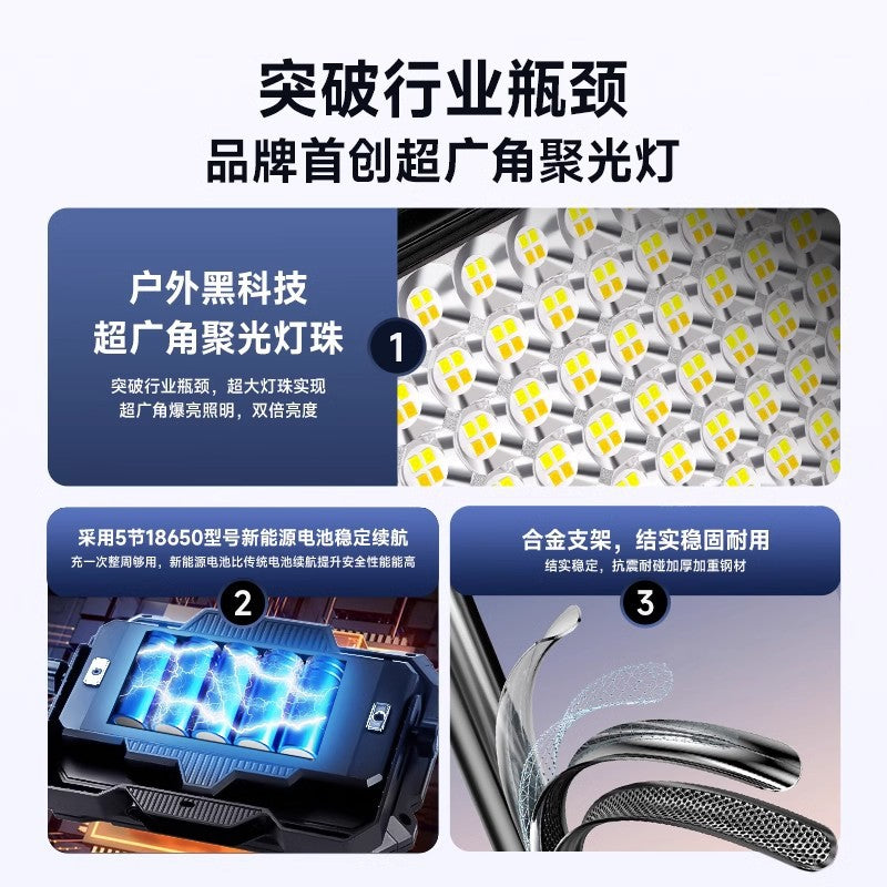 Rechargeable lighting outdoor camping light portable bracket light power failure emergency light night market stall super bright stall light