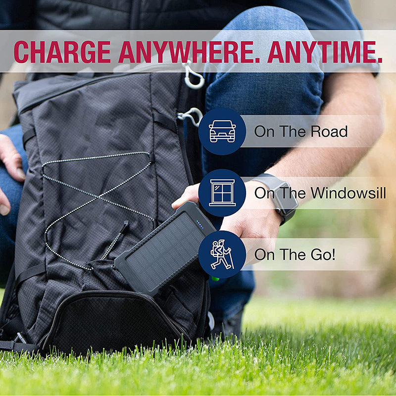 Cross-border portable solar power bank LED light 20000mAh ultra-thin outdoor mobile phone mobile power supply customization