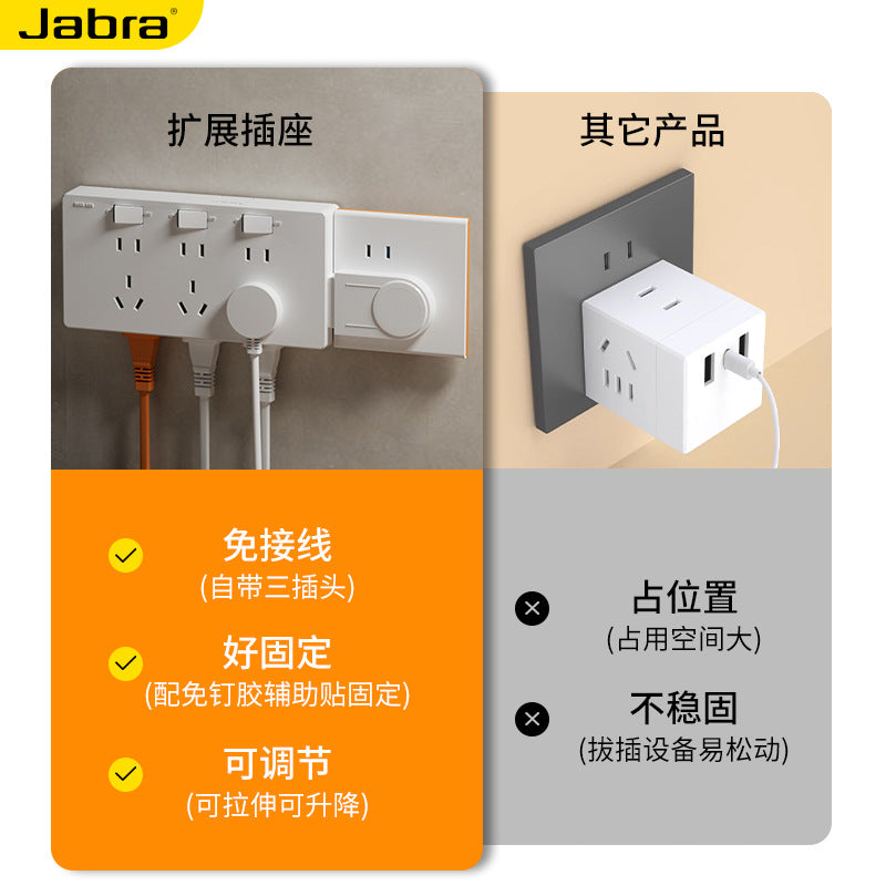 Wire-free direct plug-in wall expansion socket Porous expansion plug One-turn multi-plug converter socket panel