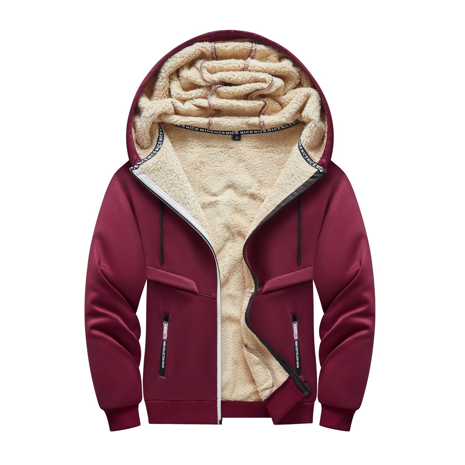 OOTD cross-border European size men's outdoor leisure sports hooded jacket zipper cardigan pocket fleece thermal sweater
