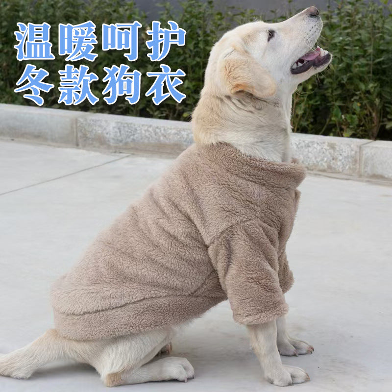 New dog winter thickened plush clothes snap button design cold and warm fully surrounded dog plush cotton clothes