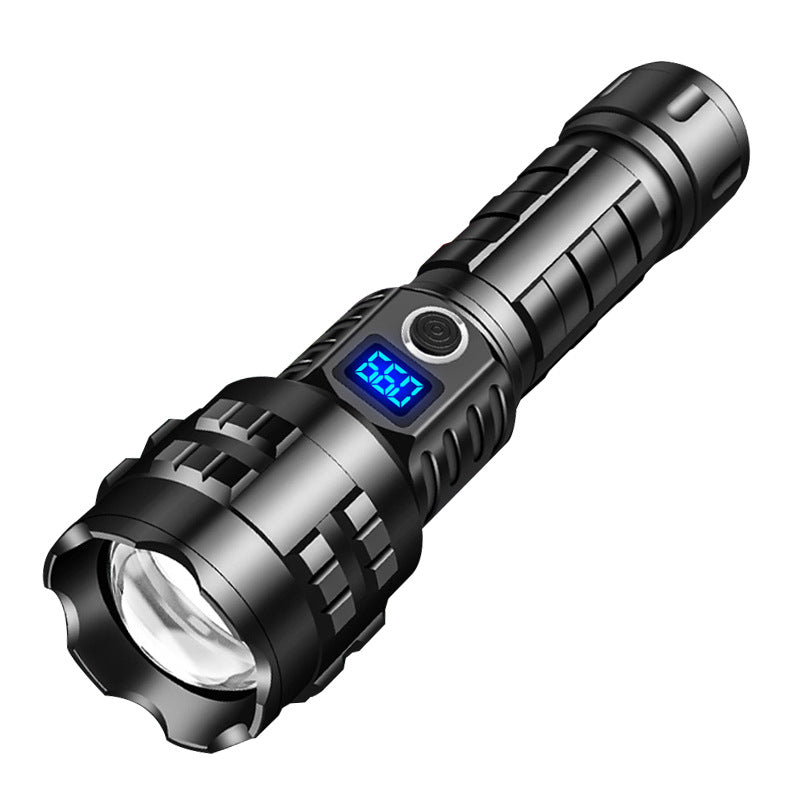 Amazon explosion self-defense led strong light flashlight type-c charging home outdoor special digital flashlight