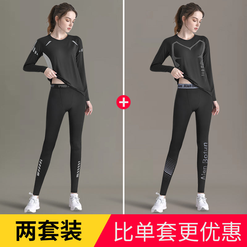 Quick-drying clothes women's yoga suit winter running sports long sleeves autumn and winter outdoor mountaineering morning running gym top