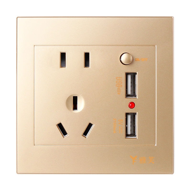 86 type switch socket five-hole plug with USB wholesale household concealed wall porous power supply charging panel