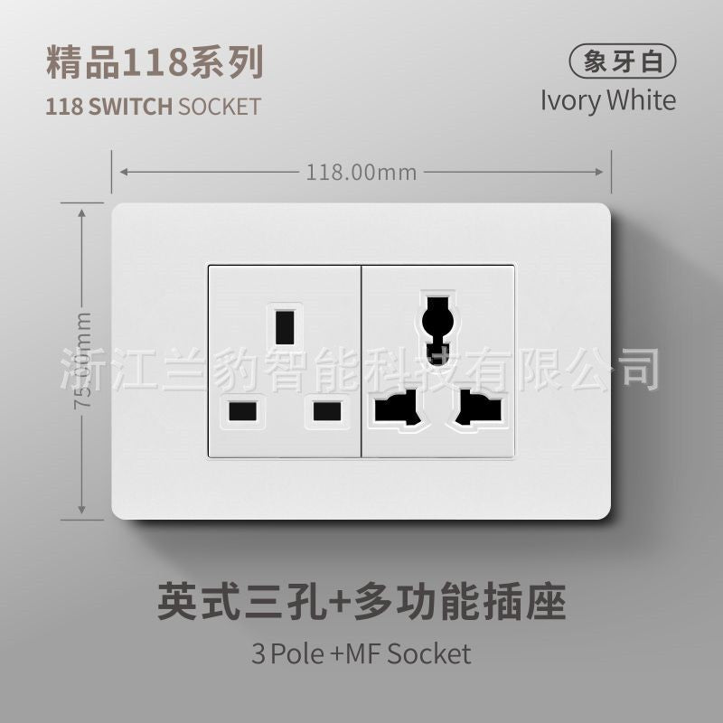 Thai American standard socket panel 118 type switch Italian American standard six-hole USB wall international multi-function three-hole Europe