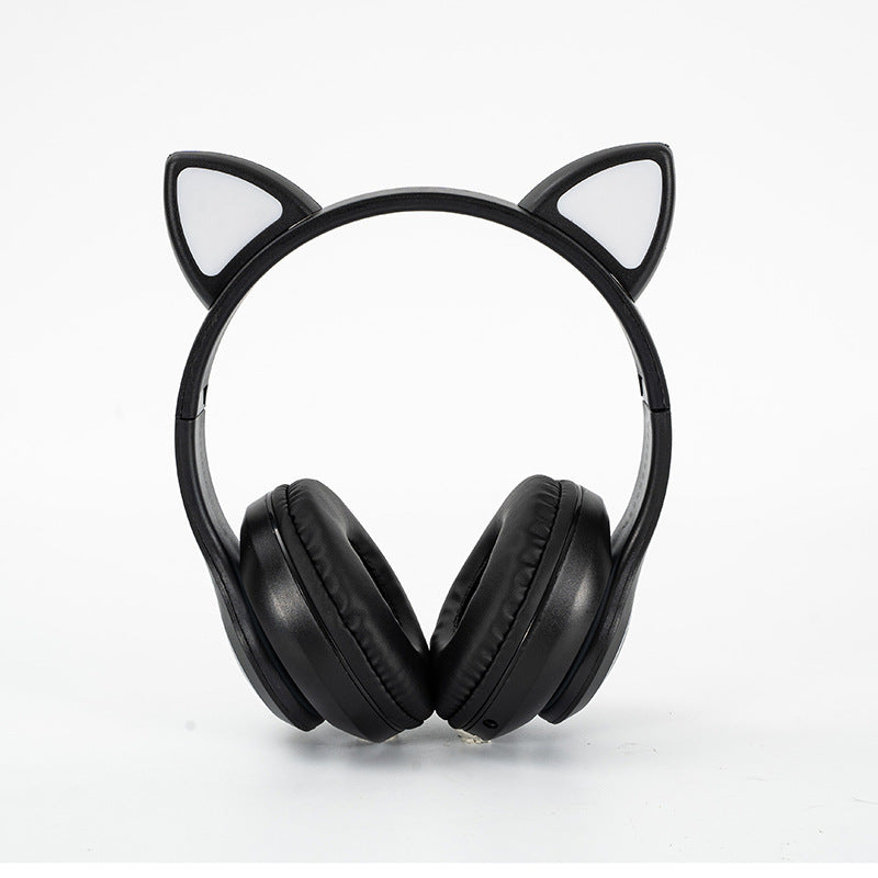 Spot supply STN_28 head-mounted bluetooth headset foldable card luminous cat ear headset wireless bluetooth