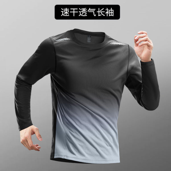 Sports quick-drying clothes long-sleeved t-shirt men's ice silk sunscreen summer thin breathable mountaineering running loose outdoor top