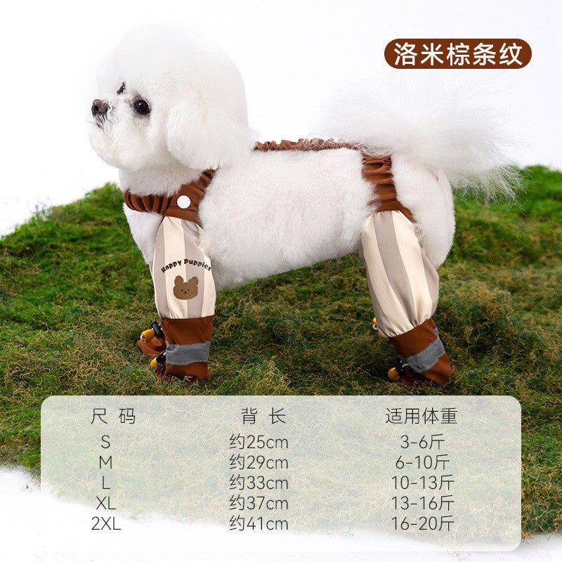 Traction Jacquard with feet Pet dust pants Four-legged outdoor smock Waterproof and dirt-proof small and medium-sized dog and dog clothes