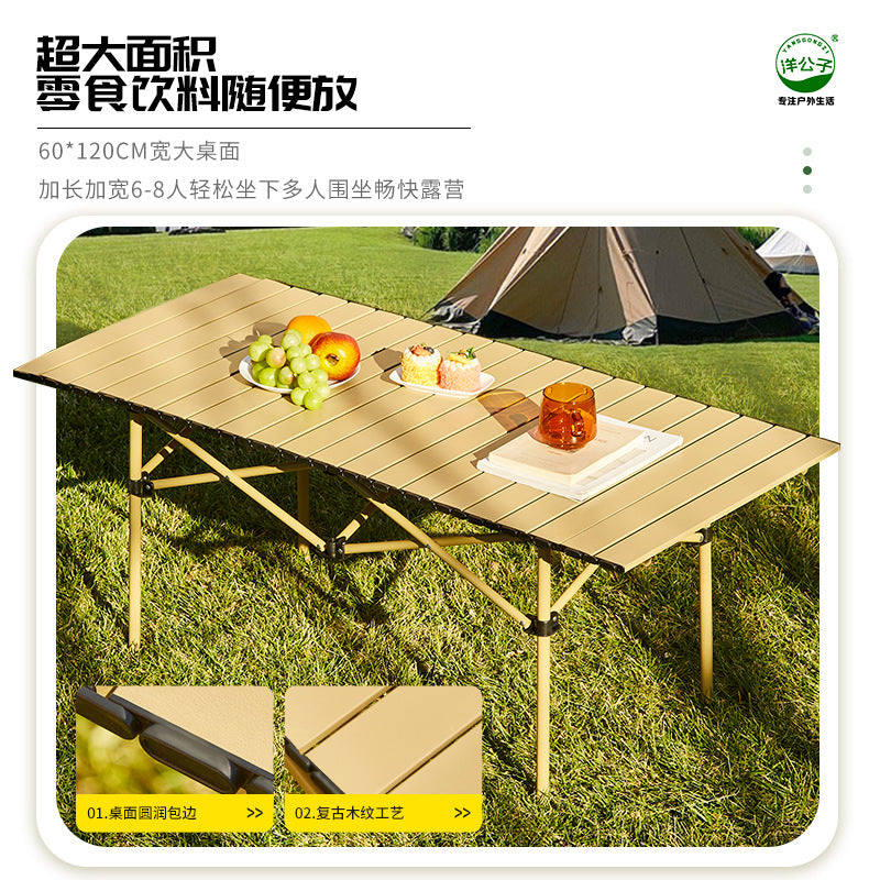 Outdoor folding table, egg roll table, camping table, portable picnic table and chairs, full set of camping equipment supplies