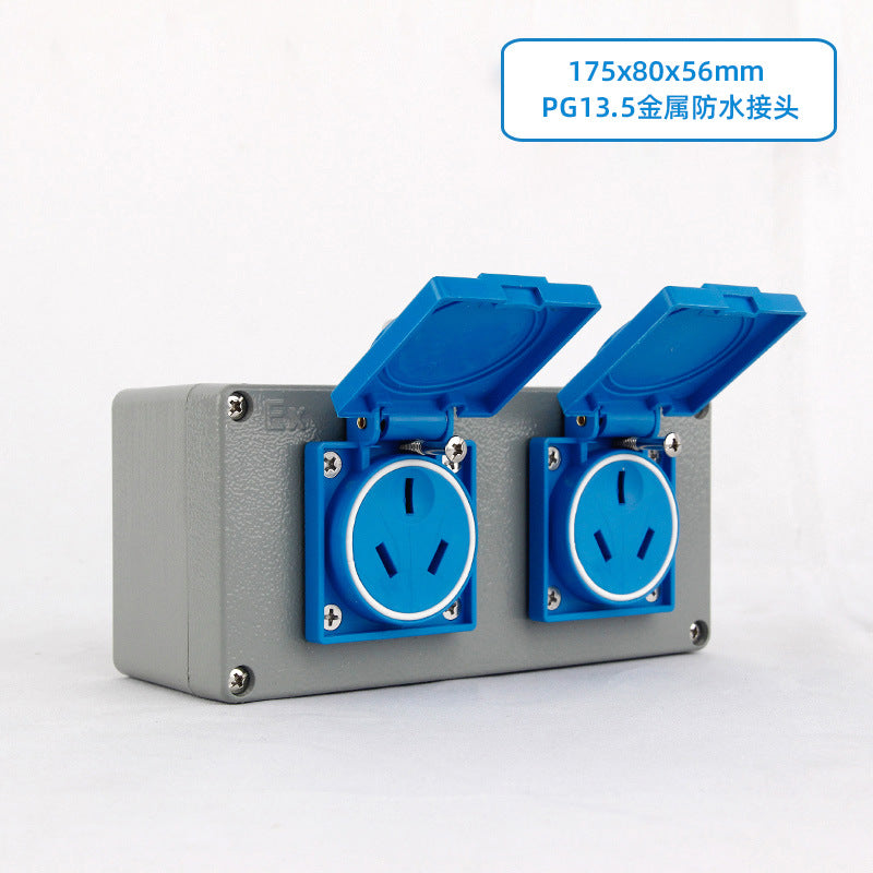 Outdoor cast aluminum socket 220/380V wall plug Five-hole waterproof switch Industrial grade 10/16A surface mounted panel