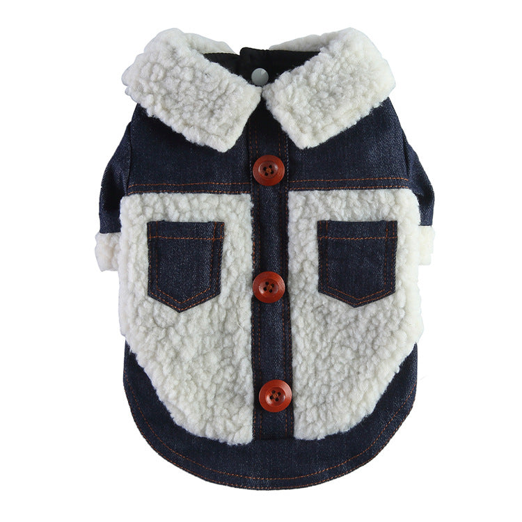 Cross-border popular pet autumn and winter clothes windproof and cold-proof puppy jacket integrated chest and back can pull dog cotton-padded clothes