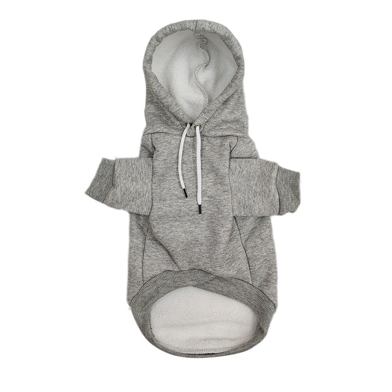 Cross-border wholesale autumn and winter pet clothes cotton velvet thermal hooded dog sweater New Year's traction puppy clothes