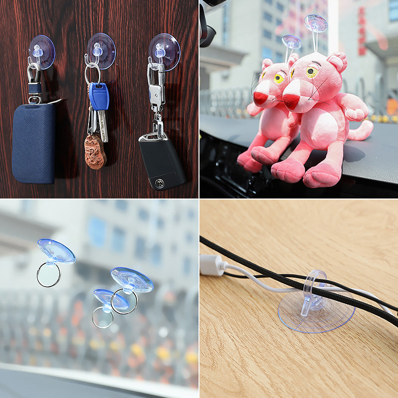 Suction cup holder, transparent glass, small suction cup, tile wall hanging, strong hook, car load home daily use set
