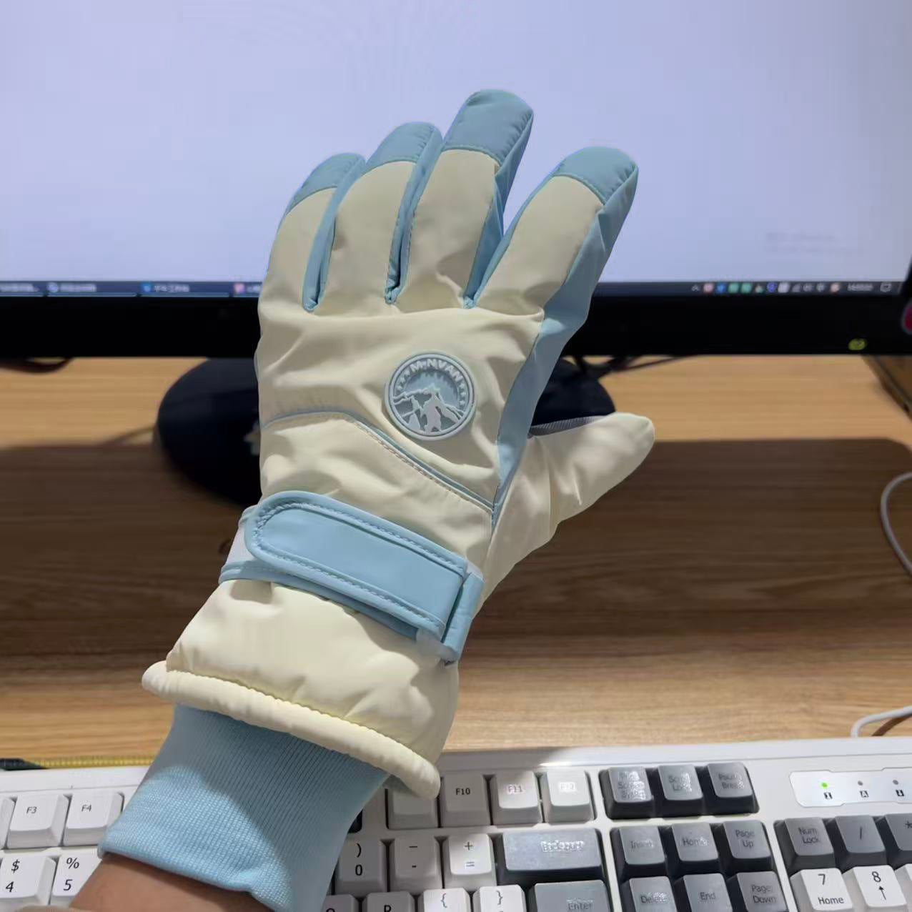 Ski gloves women's winter riding warm thickened velvet cotton cold and windproof touch screen outdoor cute anti-splashing