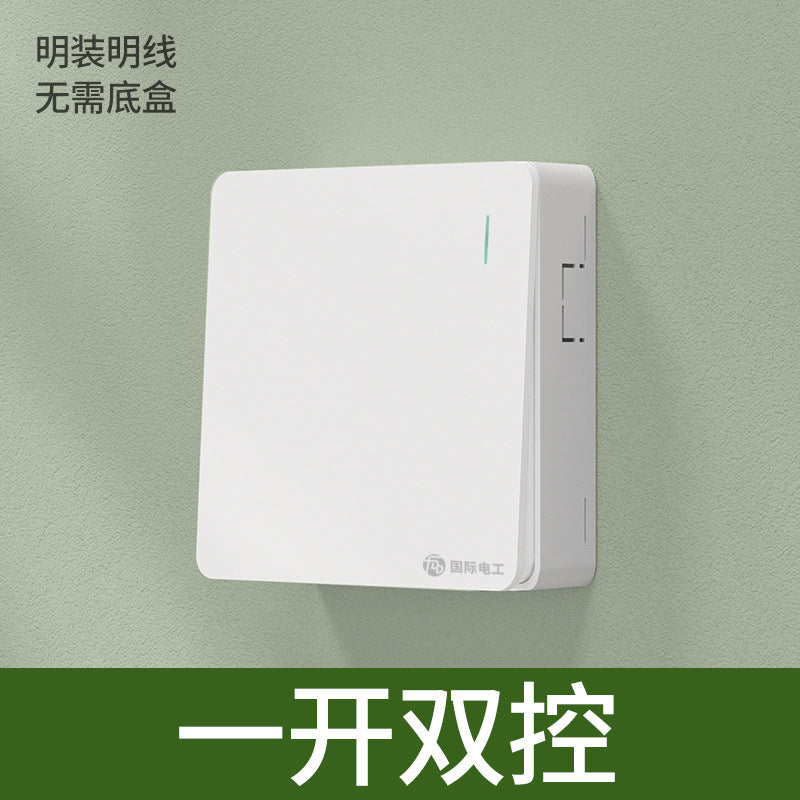 International electrician surface installed ultra-thin switch socket panel household bright wire box power supply with five-hole single control socket
