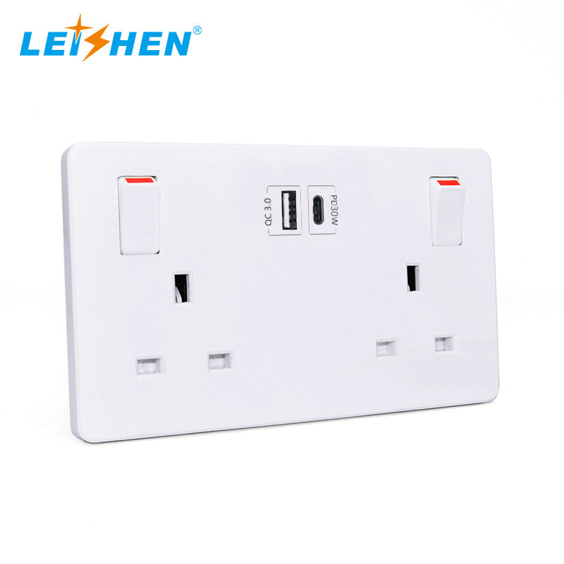 British standard wall socket, British standard 13A switch socket panel, multi-function British standard dual socket with USB