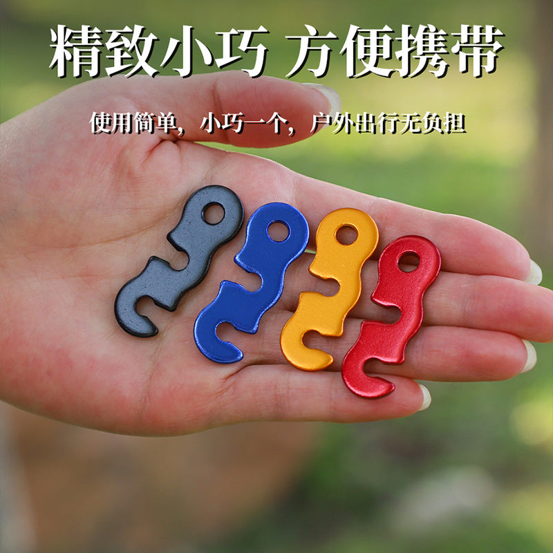 户外野营铝合金伞绳扣帐篷拉绳配件S型风绳扣三眼开口绳扣小号