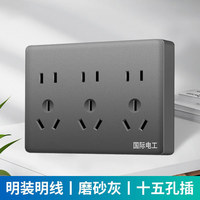 International electrician surface-mounted switch socket 86-type large board five-hole bright wire box household wall plug panel wholesale