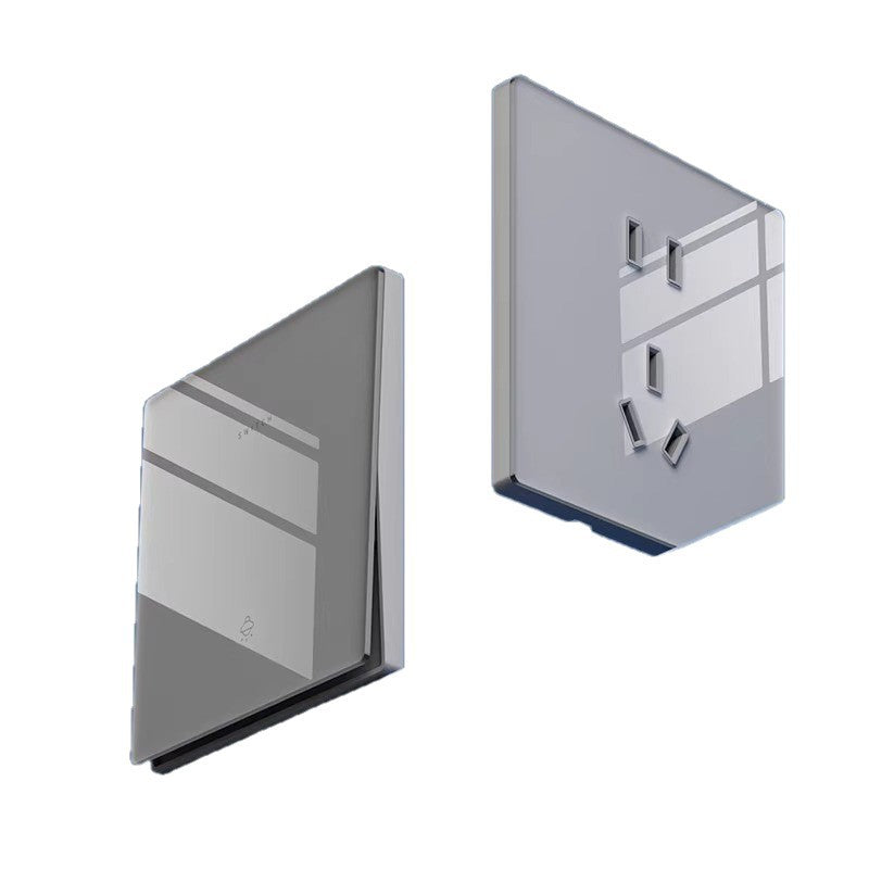 International Electrician 86 glass switch wall socket panel household concealed one-open five-hole plug safety protection