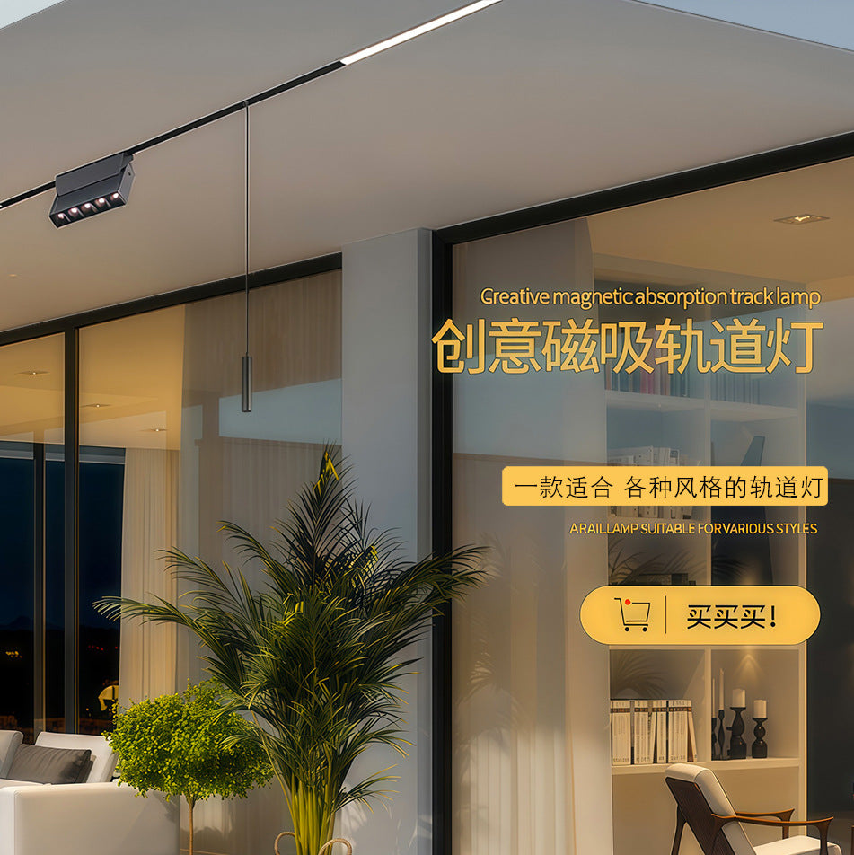 LED no main light smart home embedded concealed surface mounted living room lighting pre-embedded black 48V magnetic track light