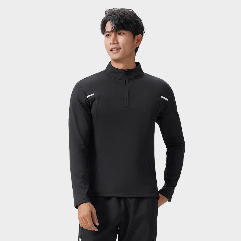 Spring and Autumn New Half Zipper Sports Long Sleeve T-Shirt Men's Sweater Shooting Wear Fitness Outdoor Top Running Quick Drying Wear