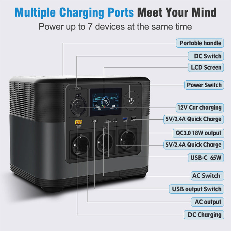 Tuyang outdoor mobile power supply 1800W high-power portable emergency power supply supports customized sockets in various countries