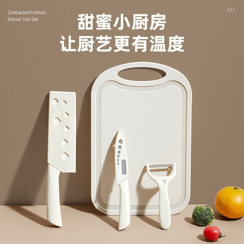 Kitchen Gadgets Cutting Board Knife Fruit Knife Peeler Scissors Combination Household Student Dormitory Set Knives