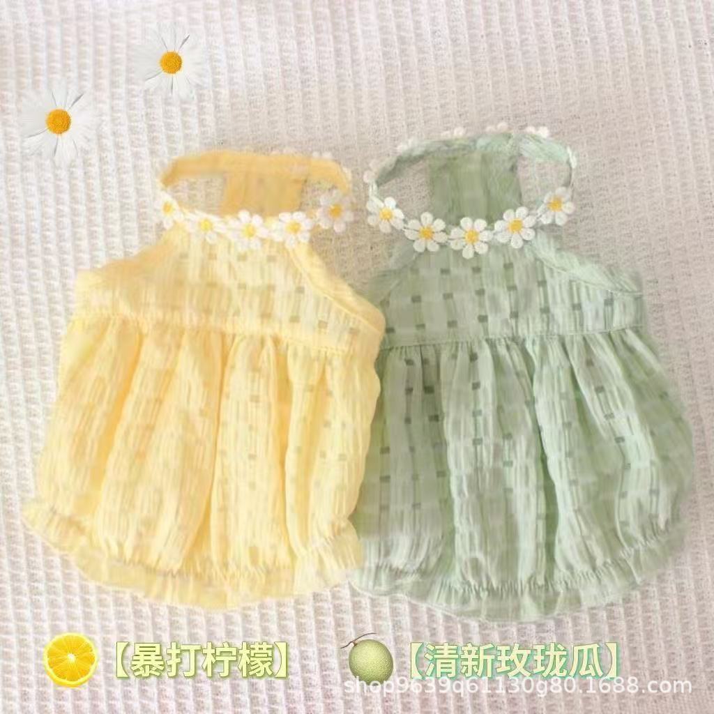 Cat summer clothes small skirt anti-hair loss cute ins gold gradient ragdoll cat British short summer suspender skirt