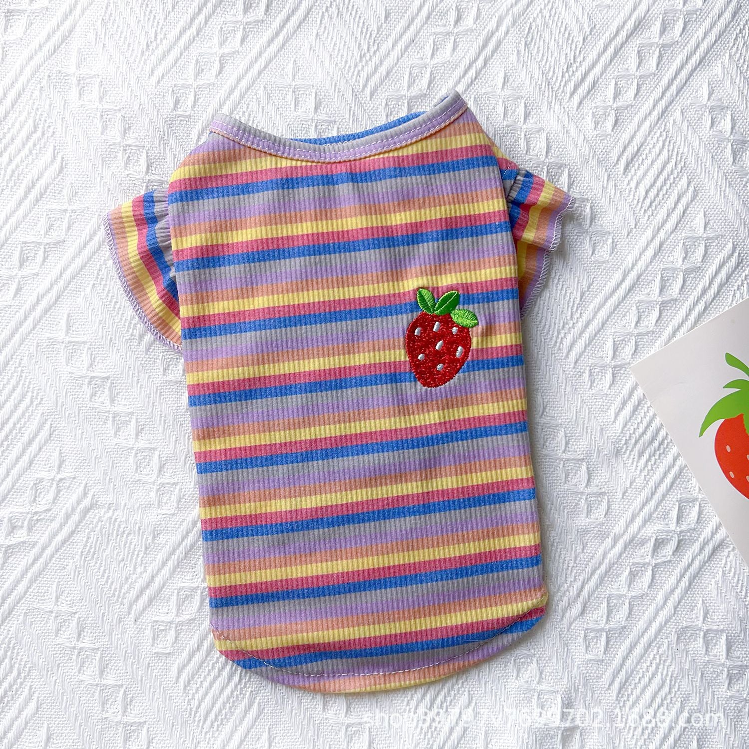 New rainbow striped pet dog dog cat summer ins thin clothes bubble sleeve vest princess style skirt