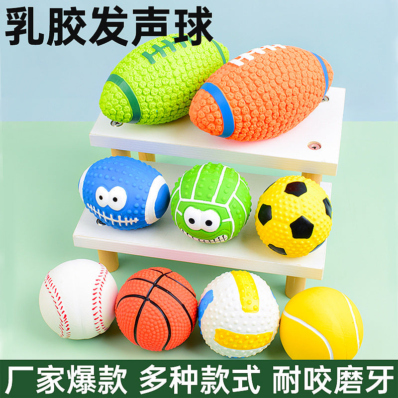Wholesale Pet Latex Toys Filled Cotton Latex Rugby Football Volleyball Sound Dog Toys Pet Toys