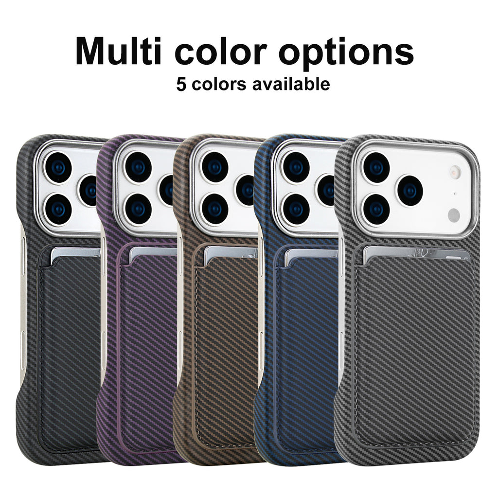 Applicable to iPhone17PRO max business mobile phone case Apple 17 card carbon fiber wireless charging mobile phone case