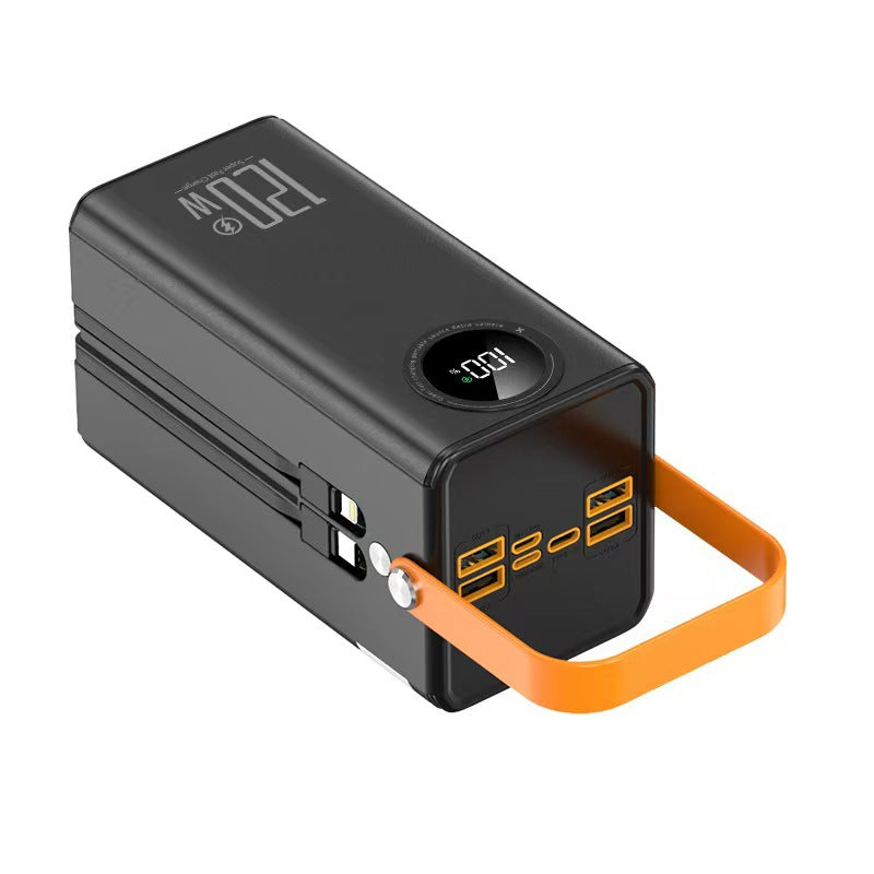 The new power bank has its own cable, high-power outdoor camping, cross-border live broadcast, and large-capacity portable mobile power supply.
