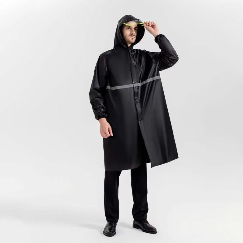 Thickened long one-piece raincoat outdoor travel hiking mountaineering raincoat men's long body light sleeved raincoat
