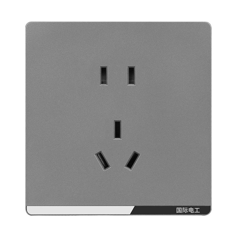 International Electrician 86 type concealed large board gray household porous wall power supply one open five hole switch socket panel