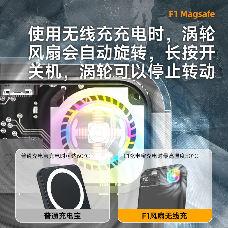 Private mold F2 hurricane power bank with bracket for iPhone Apple mobile phone cooling mobile power bracket