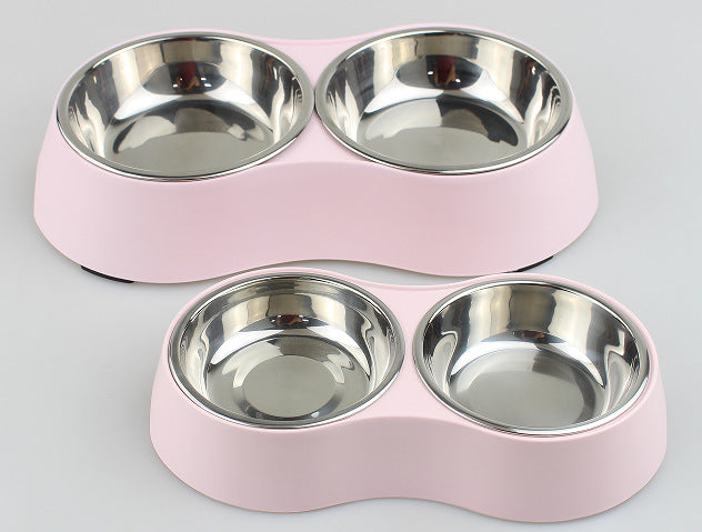 Spot wholesale pet melamine double bowl stainless steel food grade material cat dog pet drinking water feeding pet bowl