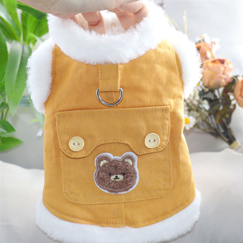 Traction puppy dog clothes winter teddy Bichon Pomeranian Schnauzer small dog pet vest autumn and winter cotton-padded clothes