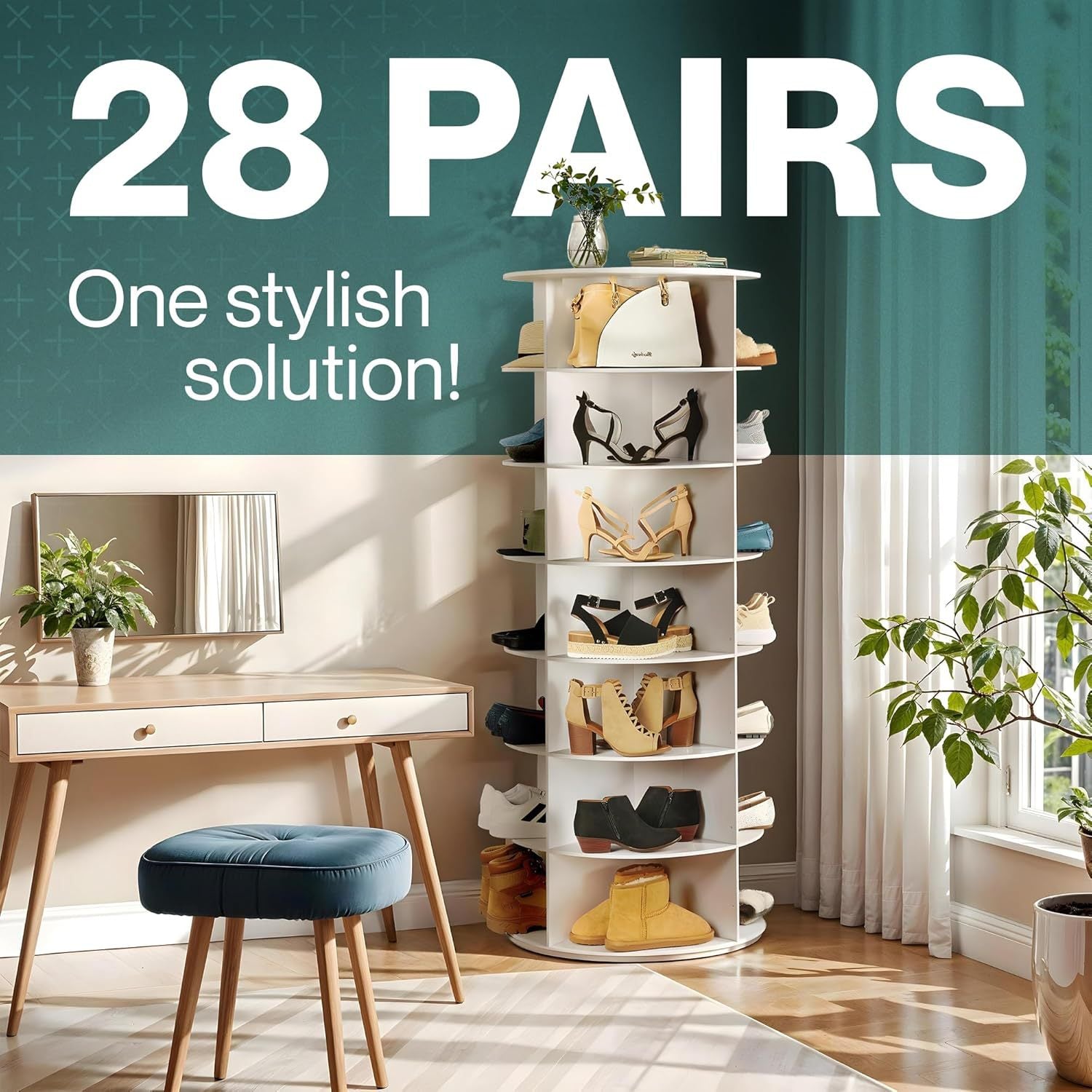 Rotating multi-layer shoe rack, bag display rack, children's picture book rack, storage rack, creative bookshelf, floor-to-ceiling household shelf
