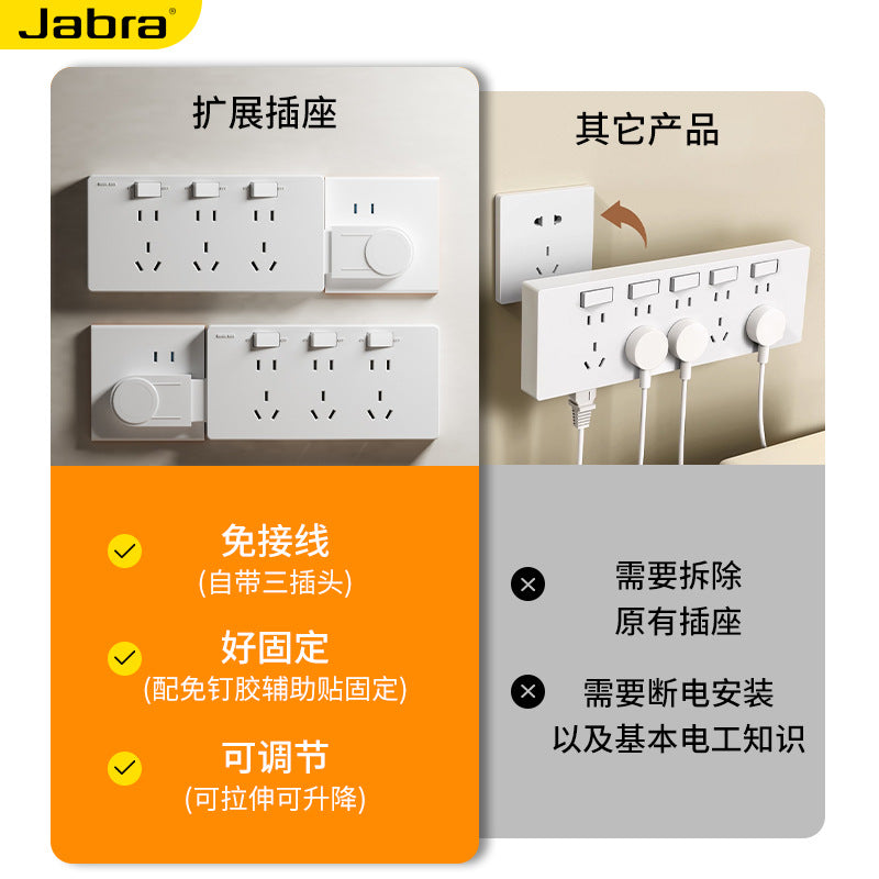 Wire-free direct plug-in wall expansion socket Porous expansion plug One-turn multi-plug converter socket panel