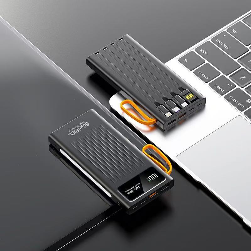 66W super fast charging mobile phone universal with cable large capacity power bank 30000 mAh flash charging mobile power supply portable