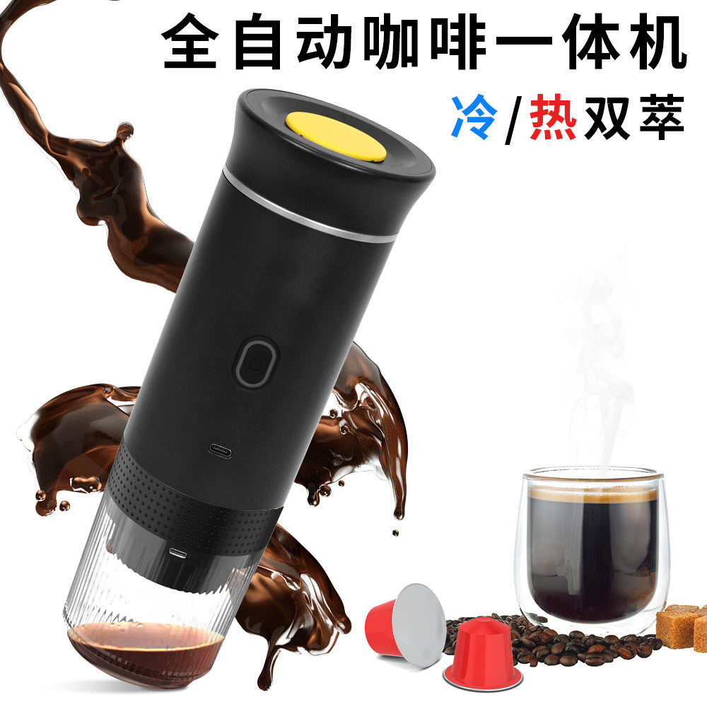 Cross-border heated small coffee machine, espresso portable coffee machine, coffee powder size capsule three-in-one